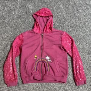 Peanuts Hoodie Girls Size 10 Sequin Glittery Embellished Rainbow Y2K Vintage